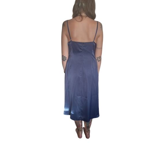 Lulus Navy Blue Spaghetti Strap Slip Maxi Dress XL Sexy Slit Wimsigoth Festival - Picture 2 of 10